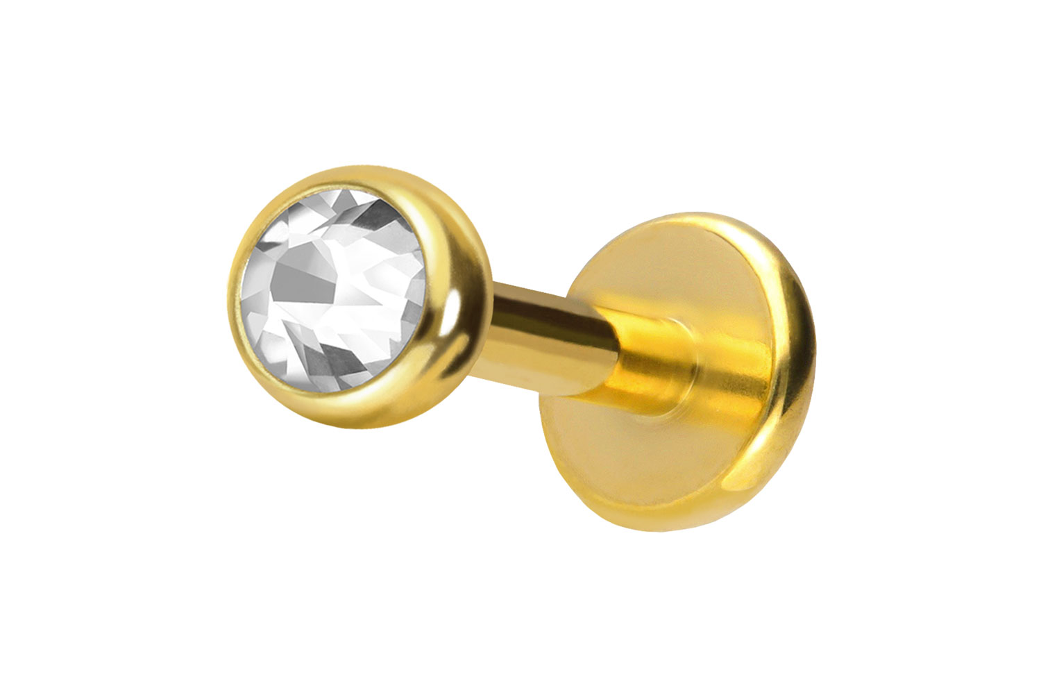 Titan Labret Piercing mit Push Fit KRISTALL